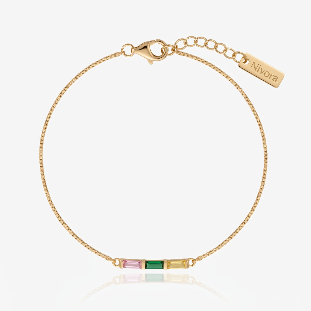 Pulseira Delicada de Pedra do Mês Baguete